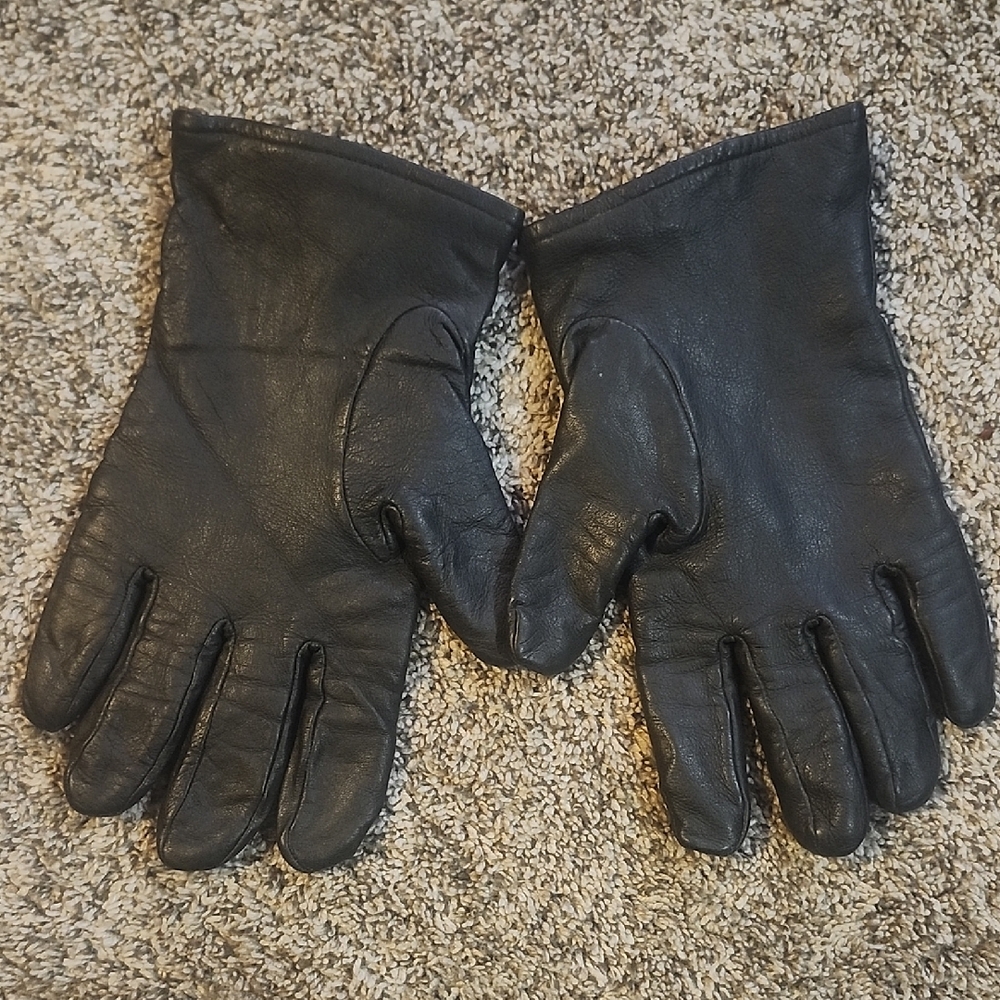 Mens Black Leather Wool Lined Gloves